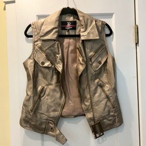 Gold Fake-Leather Vest